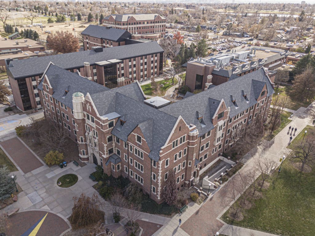 Regis Carroll Hall drone overview